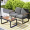 4 Piece Patio Furniture Set with Wood-Plastic Armrests and Aluminum Frame Ideal for Outdoor Use